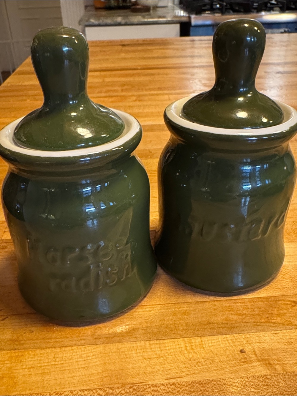 Vintage Green Hall China Ceramic Condiment Jars Set